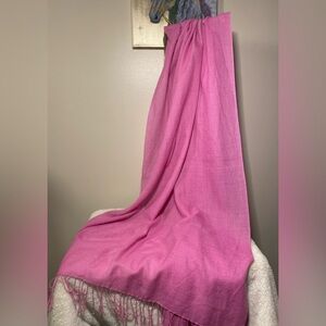 Daks London Pink 100% Pashmina Cashmere Lightweight Tassel Scarf Stole VGUC
